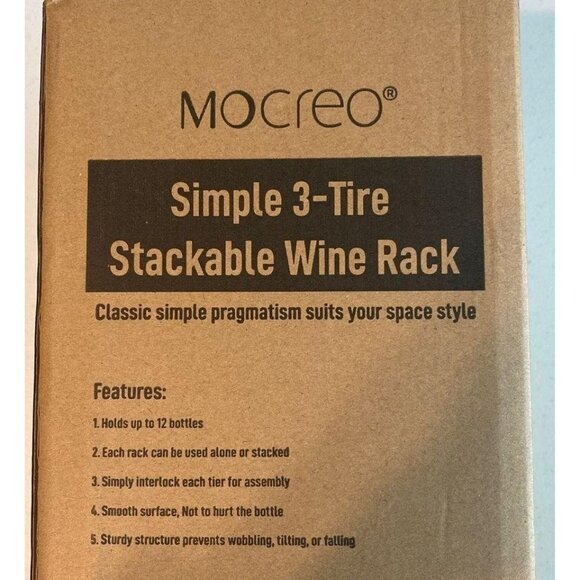 Simple Stackable 3-Tier Wine Rack Holds 12 Bottles Chrome Finish Space-Saving - Picture 2 of 9